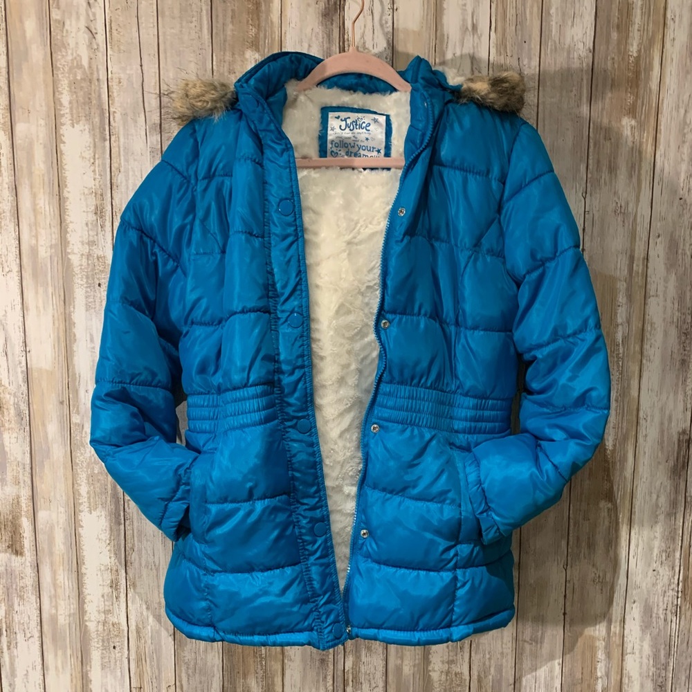 Justice girls plush puffer coat